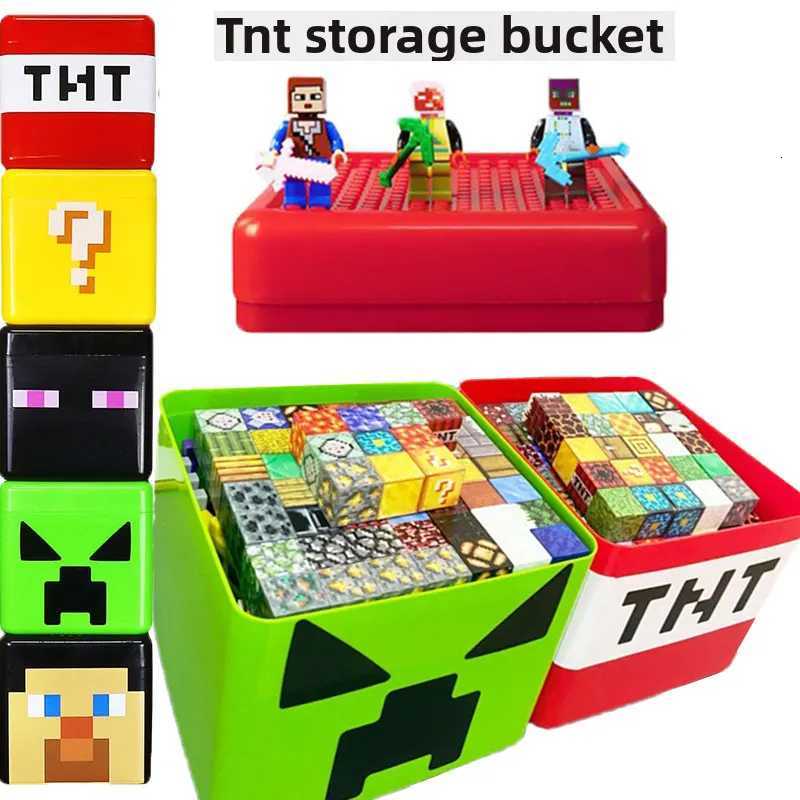 Magnetic Building Blocks TNT Storage Box Snack Toy Block Storage Bucket Plastic Organizer Container DIY Assembly Toys For Kids Y251013