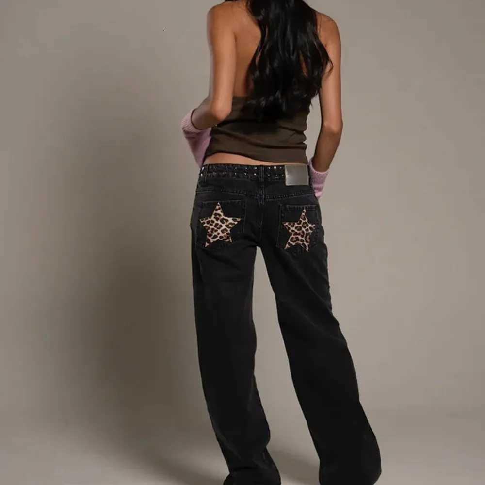 Y2K Blue Vintage FivePointed Star High Waited Jeans ONE DILEMMA Fashion Baggy Jeans Women Clothing Casual Straight Denim PantsT251013