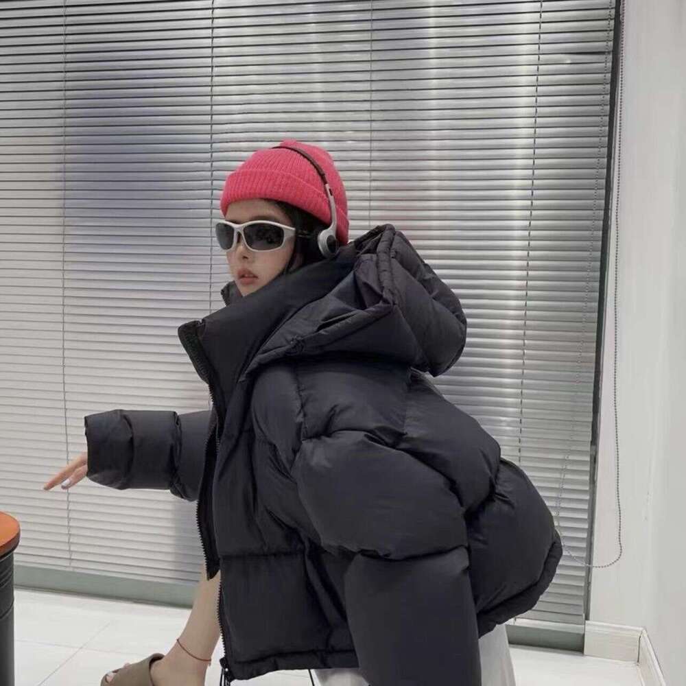 New Jacket For Women, Short Hooded Korean Style, Petite Thickened Down Cotton Padded Jacket, Solid Color Coat B5