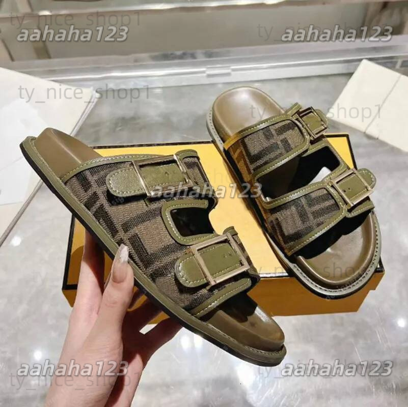 FF sandals Summer Womens Slippers Designer Denim Sandals Fashion Slides Leather Rubber Flat Mule Beach Sandale Classic Letter Embroidery Men Sliders Size d3a