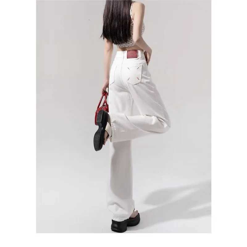 Y2K Women Jeans Straight Leg Casual Comfort Trousers Slim Fit High Waist Loose Trousers Fashion Autumn New Design White PantsT251013