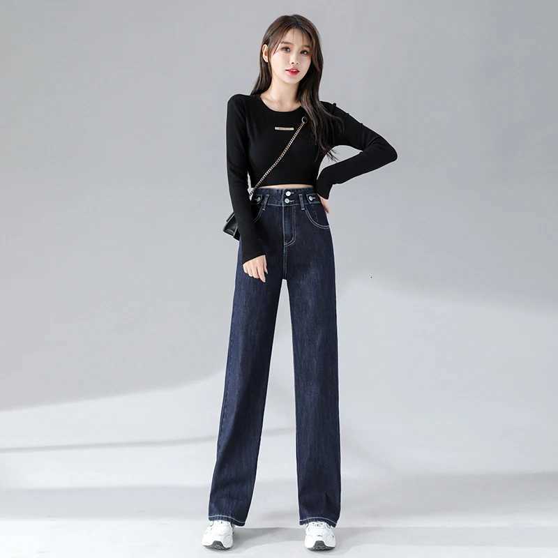 Straight Tube Womens Jeans Loose Leisure Skin Friendly Denim Pants High Waist Comfortable Vintage Streetwear CasualT251013