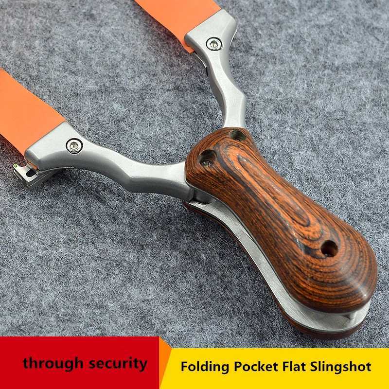 Stainss Steel Folding Slingsshot Outdoor Shooting Flat ather Slingshot Simpshot Archery Slingsshot for Hunting Kit Y251013