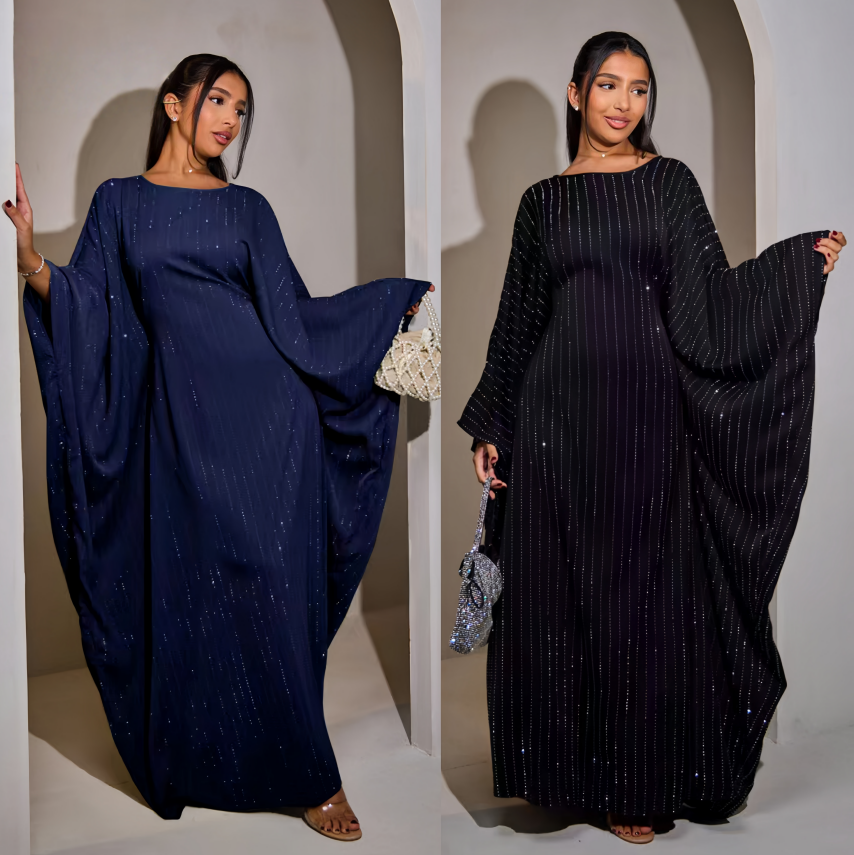 Ethnic Clothing Eid Ramadan Diamonds Abaya Luxury Dubai Kaftan Modest Muslim Dress For Women Turkey Kebaya Caftan Marocain Femme Robe