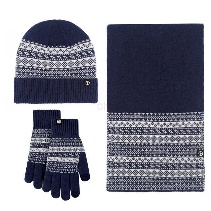 Knitted Gloves Scarf Hat ThreePiece Set Men Women Autumn Winter 30Wool Blend Windproof Beanie Fashion Trend Warm Muffler Sets M251013