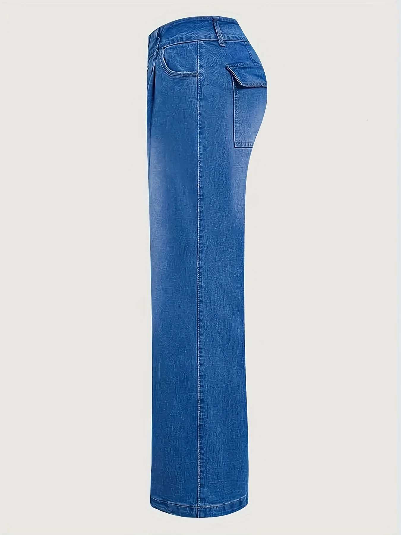 WomenS Plus Size Loose Fit Elastic Waist Jeans Casual Comfortable Straight Leg Denim Pants with Pockets AllSeason VersatileT251013