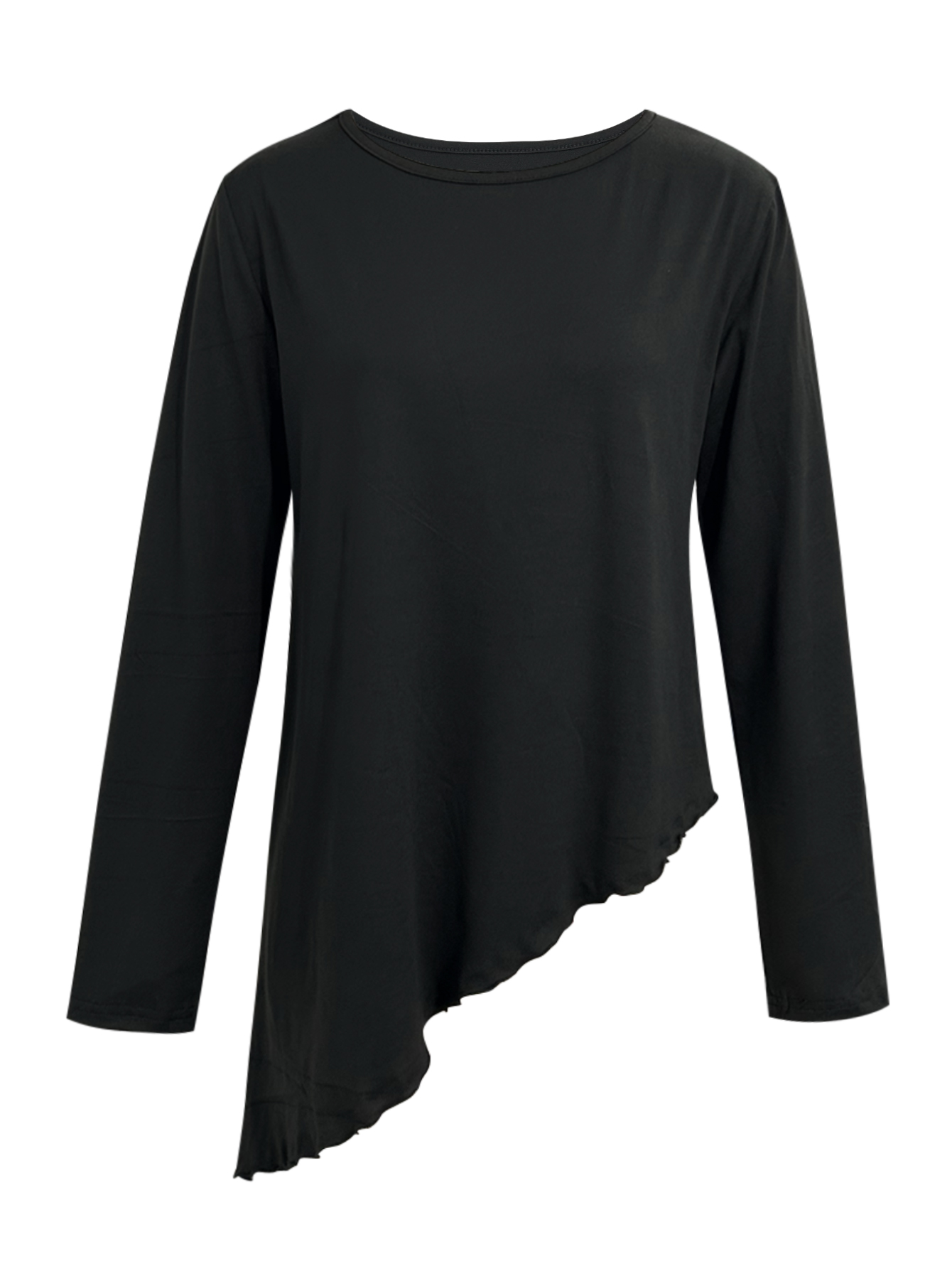 Women's Autumn Winter French - Style Elegant Long - Sleeve Top - Minimalist Layered & Loungewear Black Top-CF52726