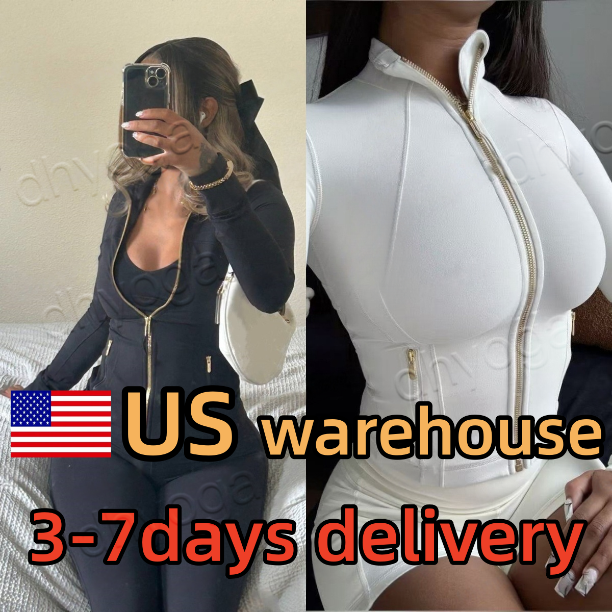 Top Quality Women designer Yoga Cropped Jacket Outfit Women Gold Zipper Activewear Slim Fit Zip Thumb Hole Running Workout Fitness jakets sets