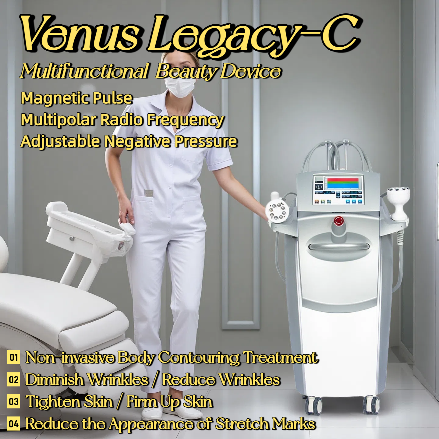 VENUS LEGA-C 4D Magnetic Sculpting Multi-stage Radio Frequency Reduce Wrinkles Tighten Skin Reduce Fat Restore Postpartum Body And Fade Stretch Marks 
