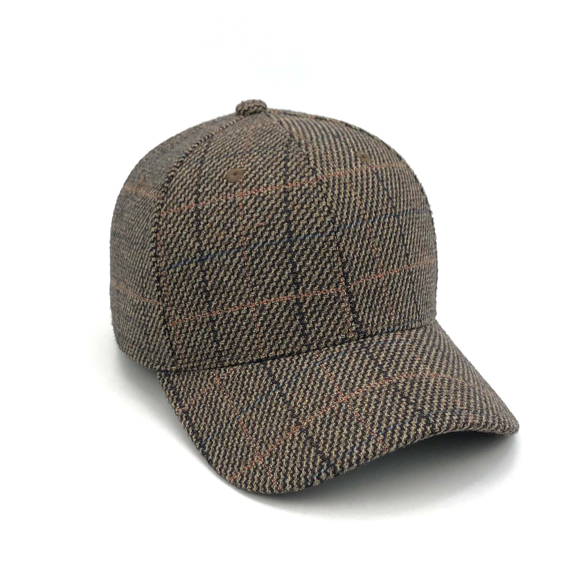 High quality 6 panel plain cap with curved brim wool baseball cap