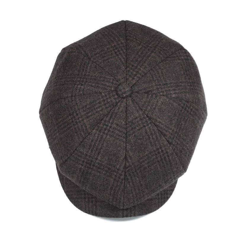Men Herringbone Gray Octagon Cap British Style Gatsby Flat Cap Winter Wool Cap Men Women Retro Berets For Men Baker Boy Hat NM23 251008