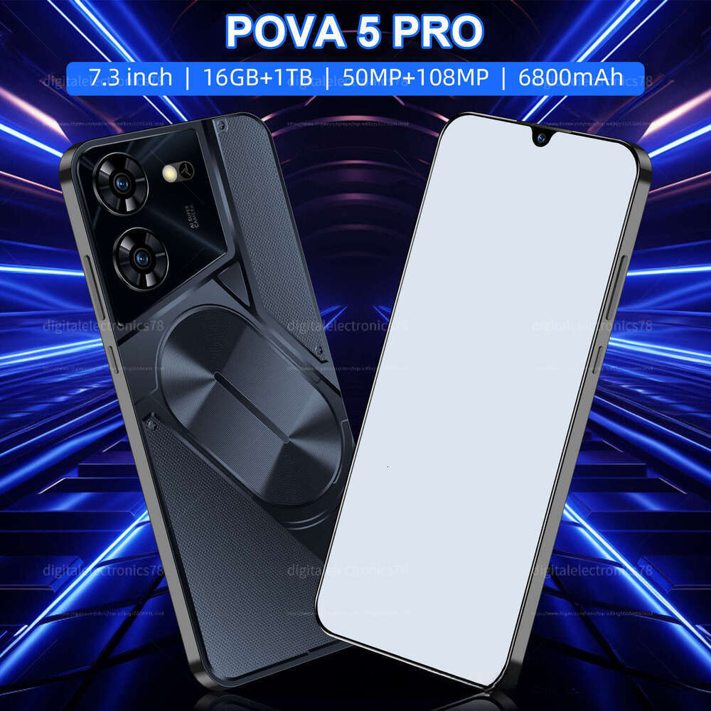 HOT New Pova 5 pro New 7.3HD Global Edition Original Smart Dual Card 7800mAh Battery Facial Recognition Function Smart 5G Phone 7.3 Inch 16+1T Android