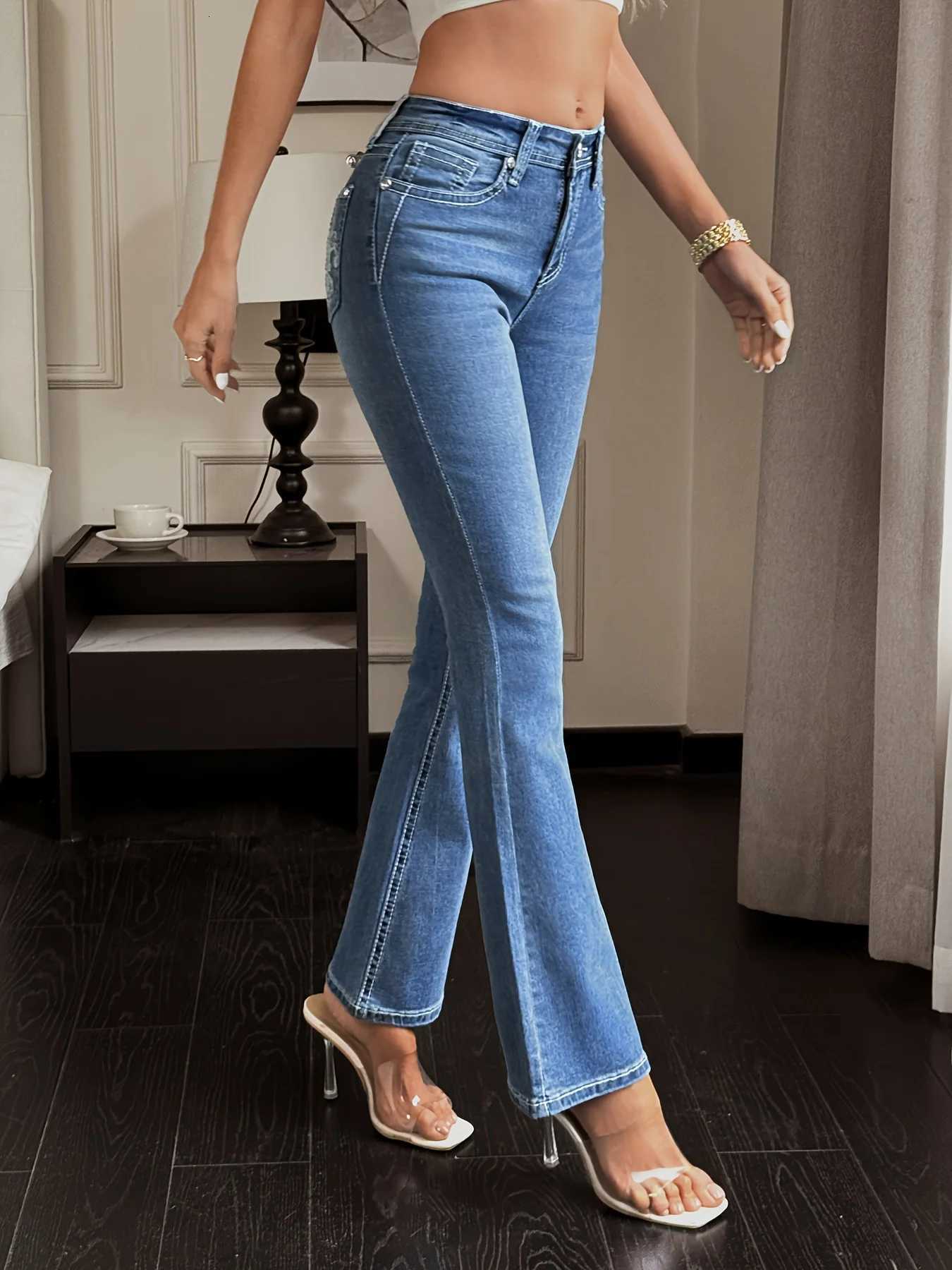 Flare Jeans Women High Waist Slim Fit Pants Vintage Y2K Stretch Retro Streetwear Casual Trendy Everyday Fashion Trousers OutfitT251013