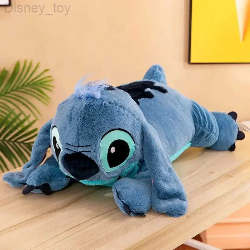 Disney 45cm Stitch Doll Plush Toys LiloStitch Plush Stuffed Doll Soft Pillow Prone Posture DarkLight Blue Cute Gift Toys H251013