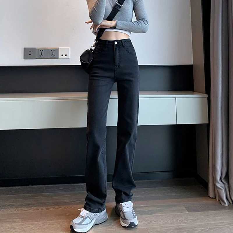 Women Straight Leg Elastic Jeans Pants Lady Comfortable High Waisted Denim Pants Girls Classic Designer Jeans TrousersT251013