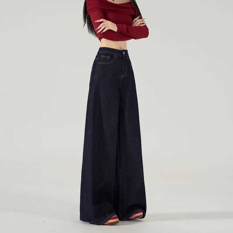 New Loose Casual Straight Leg Jeans for Women Trendy Denim Trousers Wide Leg Comfortable BlueT251013
