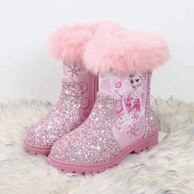 Disney girls cartoon frozen boot elsa princess Fashion boots plus velvet childrens shoesXJ251013 - view 5