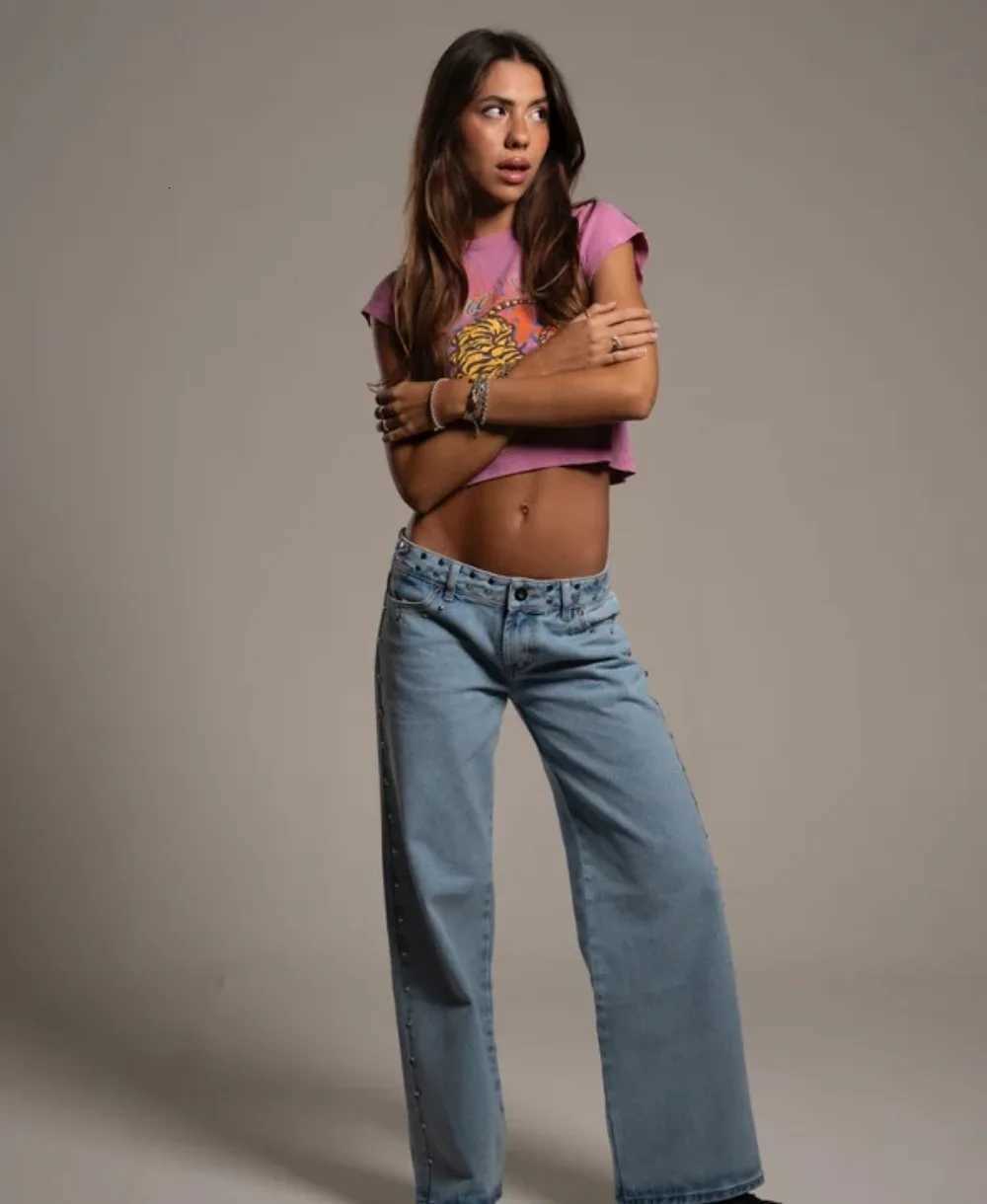 Y2K Blue Vintage FivePointed Star High Waited Jeans ONE DILEMMA Fashion Baggy Jeans Women Clothing Casual Straight Denim PantsT251013