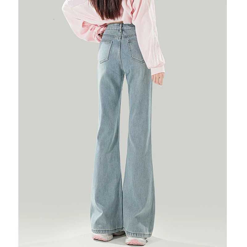 Female Streetwear Retro Low Waist Jeans Lady Fashion Thin Bell Bottom Pants Women Korean Loose Fit Denim TrousersT251013