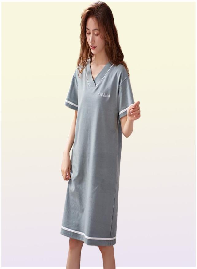 Women039s Sleepwear Shortsleeved Cotton Night Gowns Summer Soild Nightgowns Home Wear Lady Sleep Lounge Sleeping Dress M3XL1033867