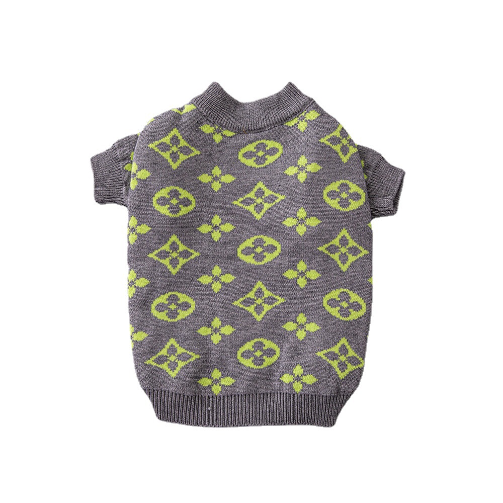 Luxury Pet Clothes Dog Sweater for Small Medium Dogs Soft Warm Winter Classic Floral Pattern Puppy Clothes Cute Christmas Coat Gray Red orange