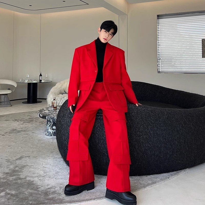 Autumn Winter Design Korean Version Workwear Large Pocket Detachable Heavyduty Wool Suit W0673 5295 241226