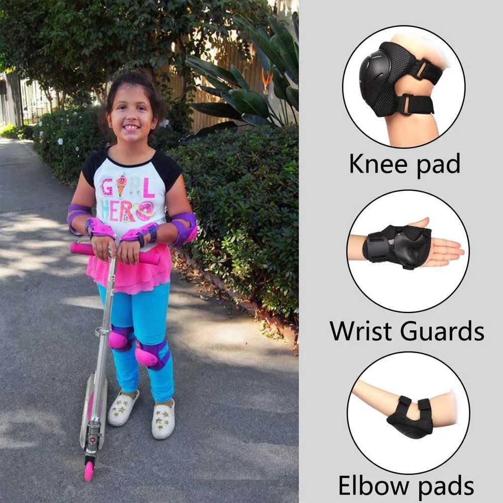 6PCS Kids Protective Gear Set Knee Pads for 314 Years Toddler Knee Elbow Pads with Wrist Guards 3 in 1 for Skating Cycling C251013