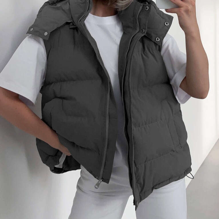 Autumn Winter New Fashion Trend Hot Girl Street Style Thickened Warm Vest Sleeveless Cotton Jacket B5