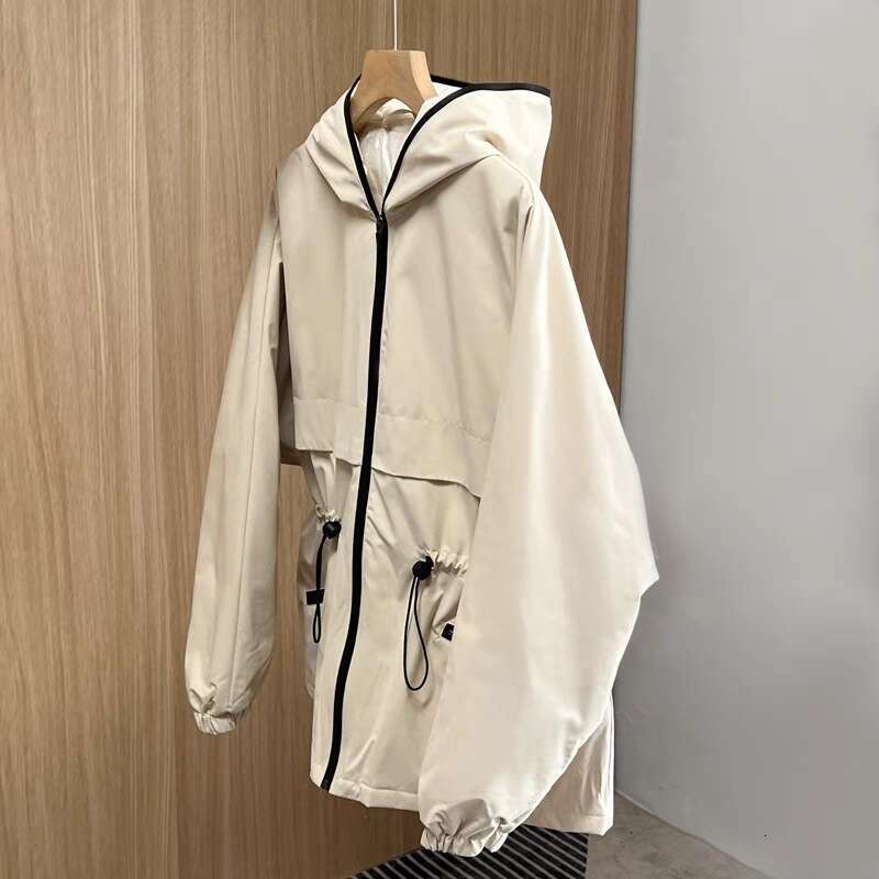 New Simple Casual Fashion Trench Coat Style Hooded Waist-Cinching Cotton Jacket For Women Trendy B5