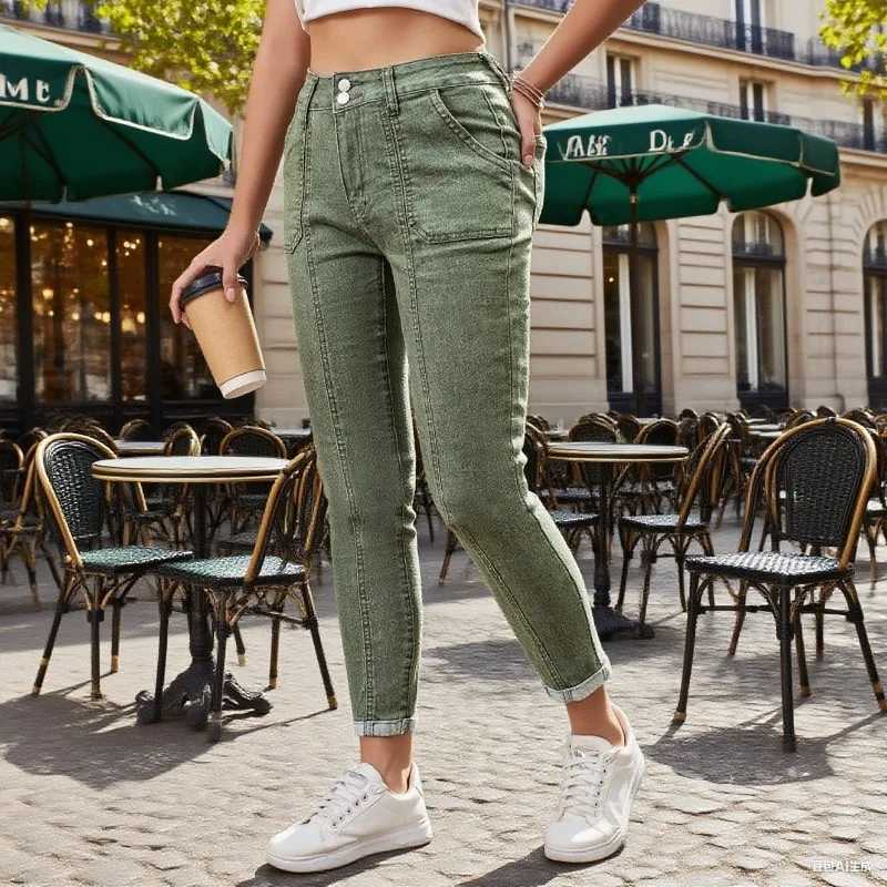 Straight Tube Ladies Jeans Slim Fit High Waist Stretch Denim Pants for Women Comfortable Tummy Control high quality clothingT251013