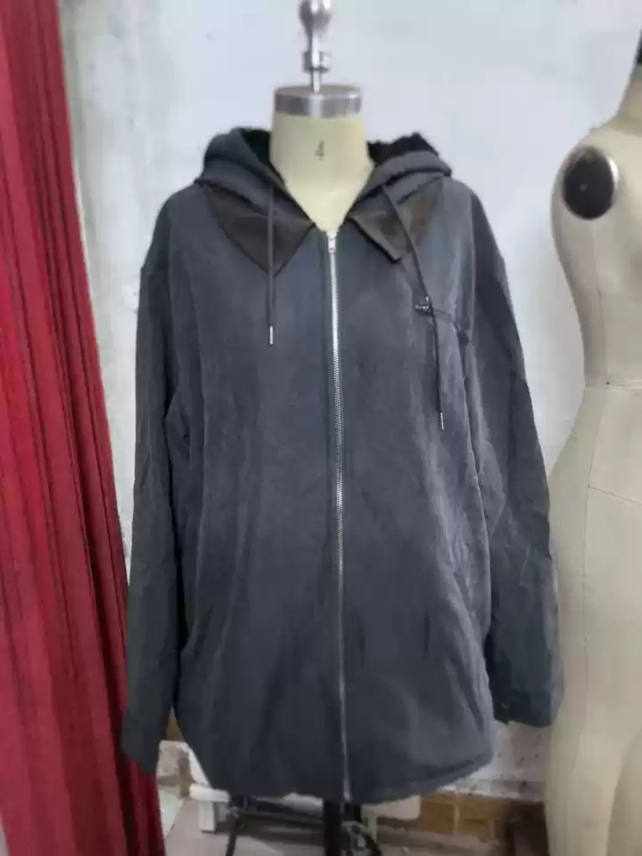 Men's Solid Color Hooded Cotton Jacket, Fleece-Lined Zip-Up Pocket Casual Outerwear European code: M-3XL