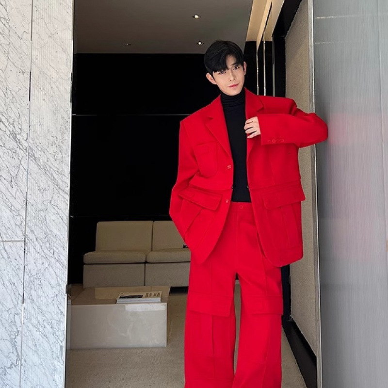 Autumn Winter Design Korean Version Workwear Large Pocket Detachable Heavyduty Wool Suit W0673 5295 241226