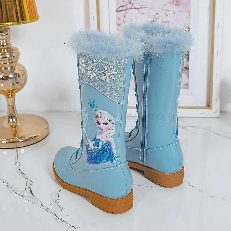 Disney Girls Princess Elsa Frozen Boots Childrens Long Sleeve Boots Womens Cotton Winter Plush Thickened High Sleeve BootsXJ251013 - view 3