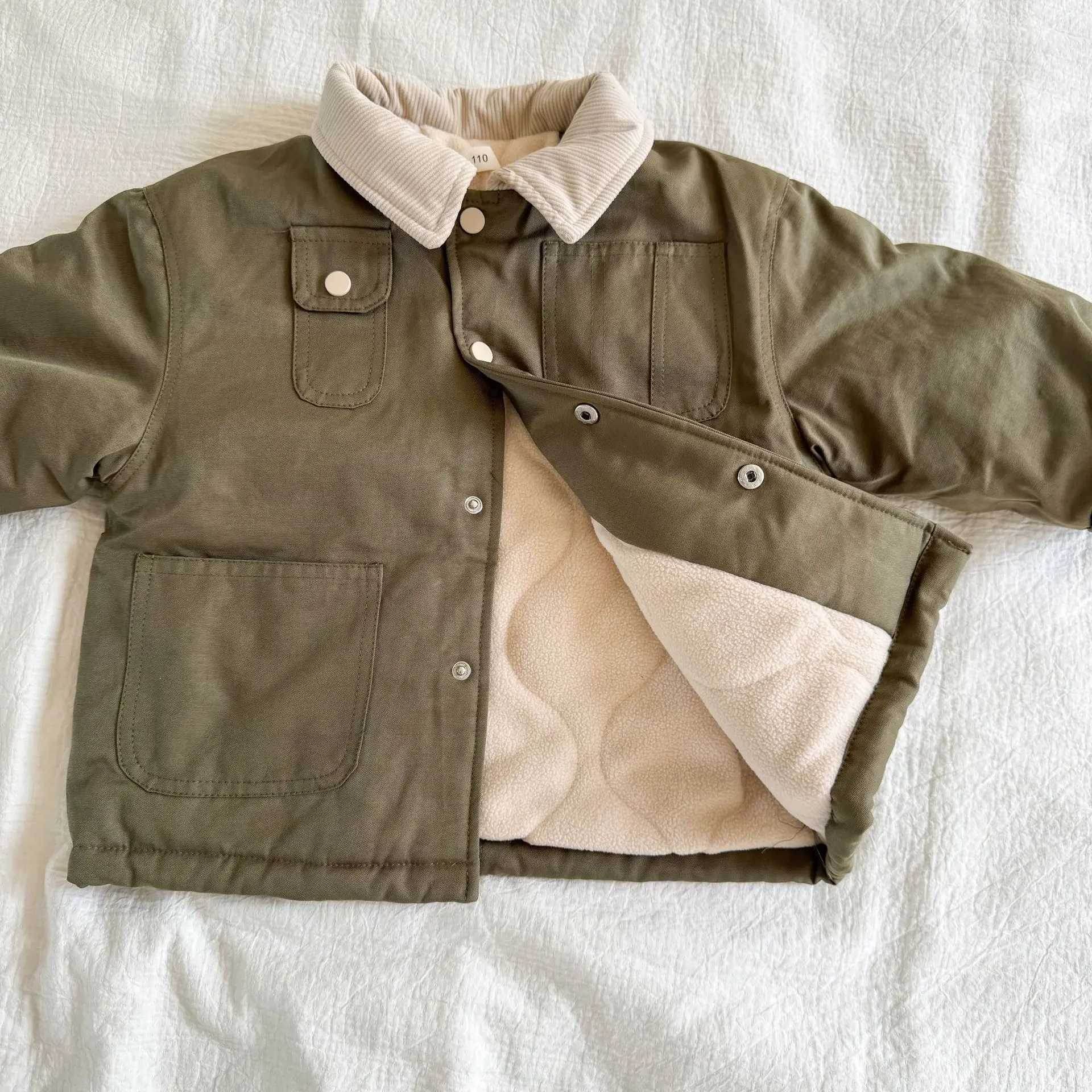 Toddler Kids Boys Parkas Winter Turn Down Collar Thick Versatile Children Boys Outerwear Korean Pocket Teenager Boys Overcoat C251013