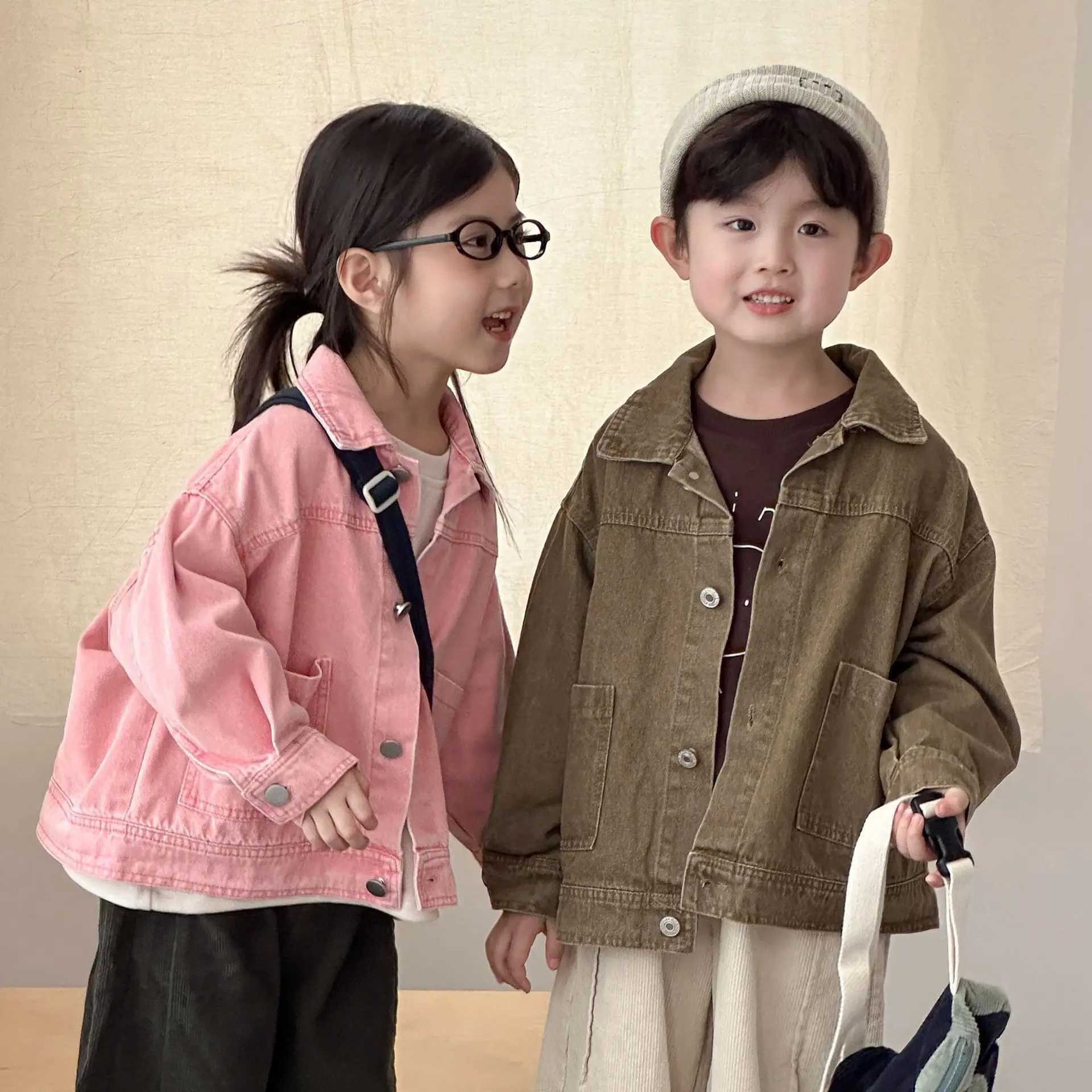 Kids Baby Boys Autumn Coats Fashion Turn Down Collar Singlebreasted Baby Boys Denim Coats Long Sleeves Toddler Boys Outerwear C251013