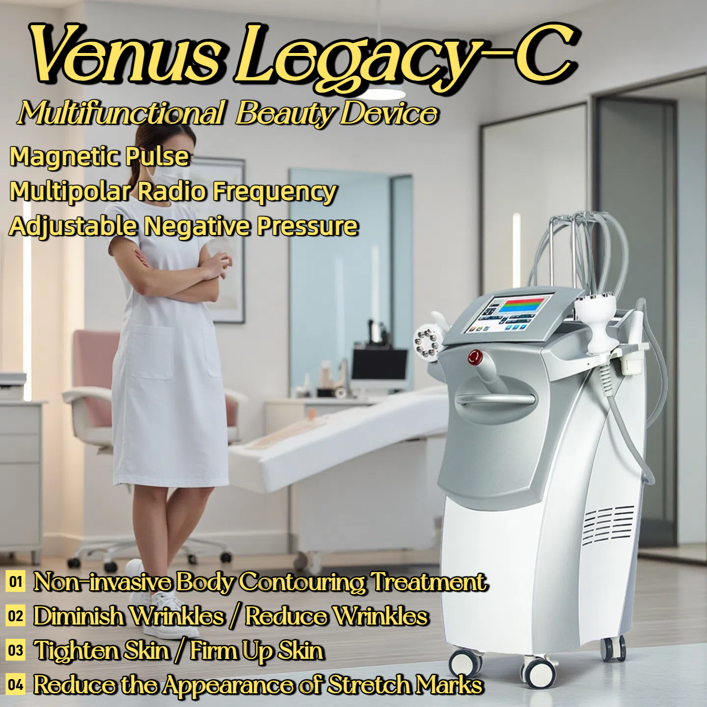New VENUS LEGA-C 4D Technology Multi-stage Radio Frequency Reduce Wrinkles Tighten Skin Reduce Fat Restore Postpartum Body And Fade Stretch Marks Heal