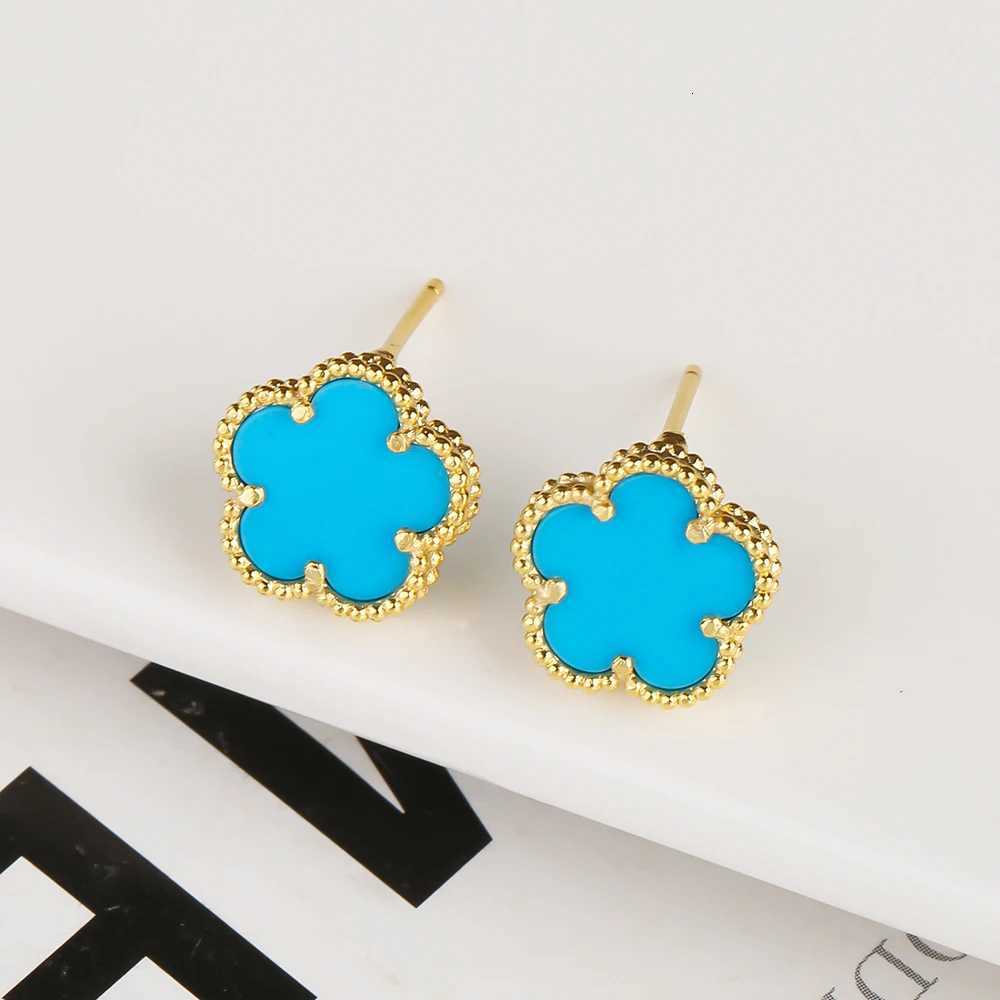 Luxury Temperament Hot Selling Minimalist Plant Plum Blossom Five Leaf Petal Natural Stone Earrings For Women 18K Gold PlatedW251013