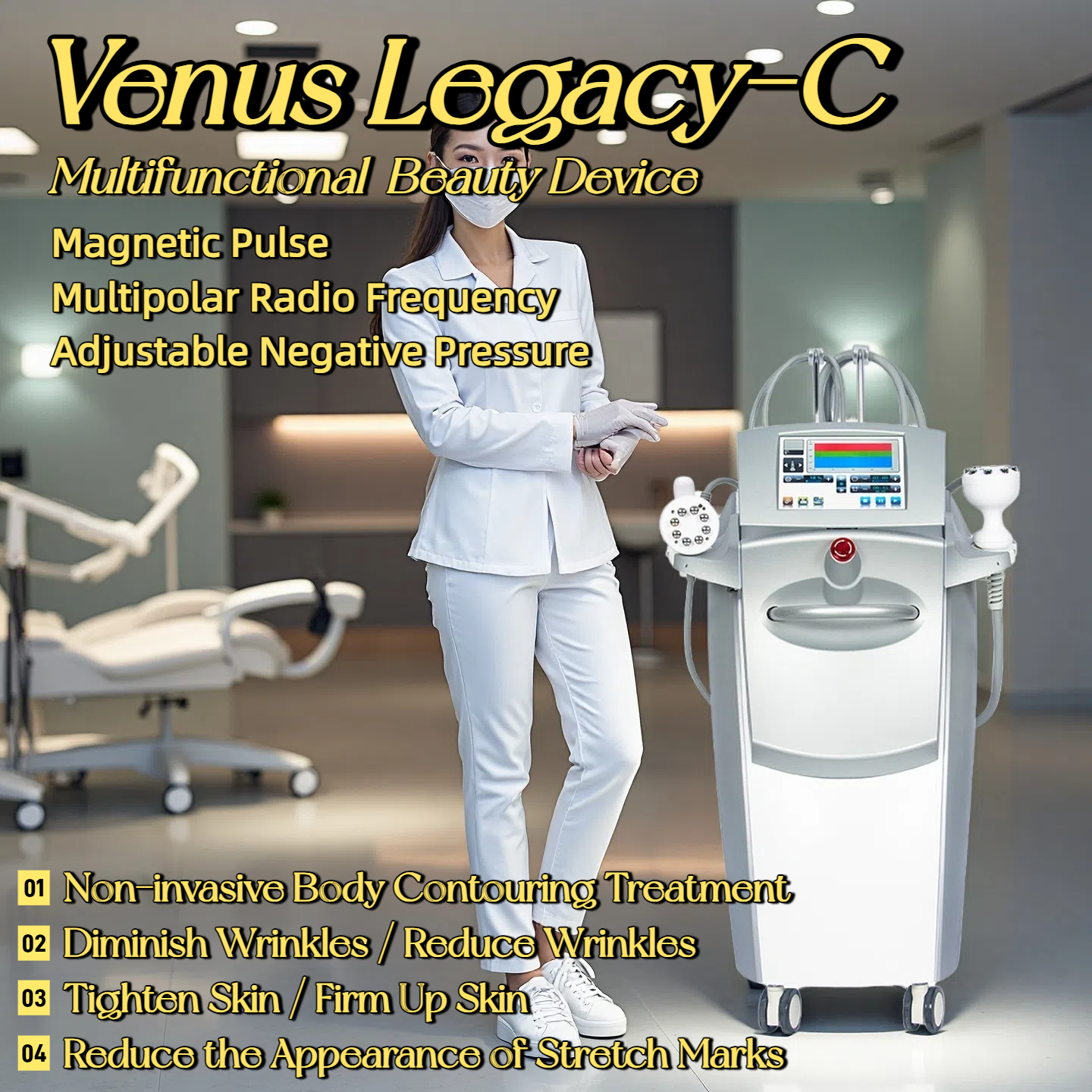 VENUS LEGA-C 4D Technology Multi-stage Radio Frequency Reduce Wrinkles Tighten Skin Reduce Fat Restore Postpartum Body And Fade Stretch Marks Equipmen