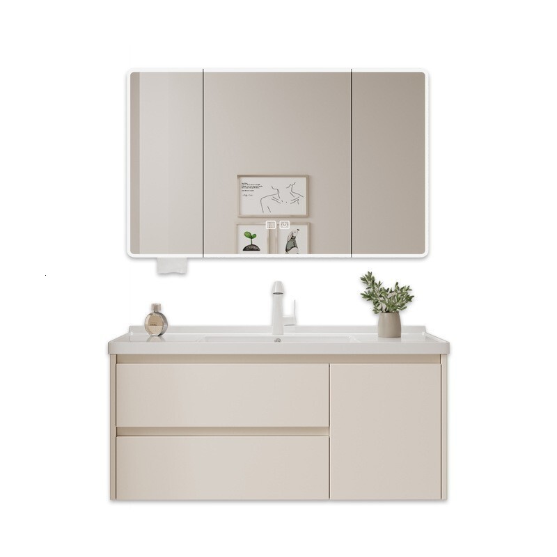 Cabinet with Ceramic Integrated Bathroom Drawer Cabinet, Wash Basin, Face Washing Sink, Washstand Basin Set, Honeycomb Aluminum