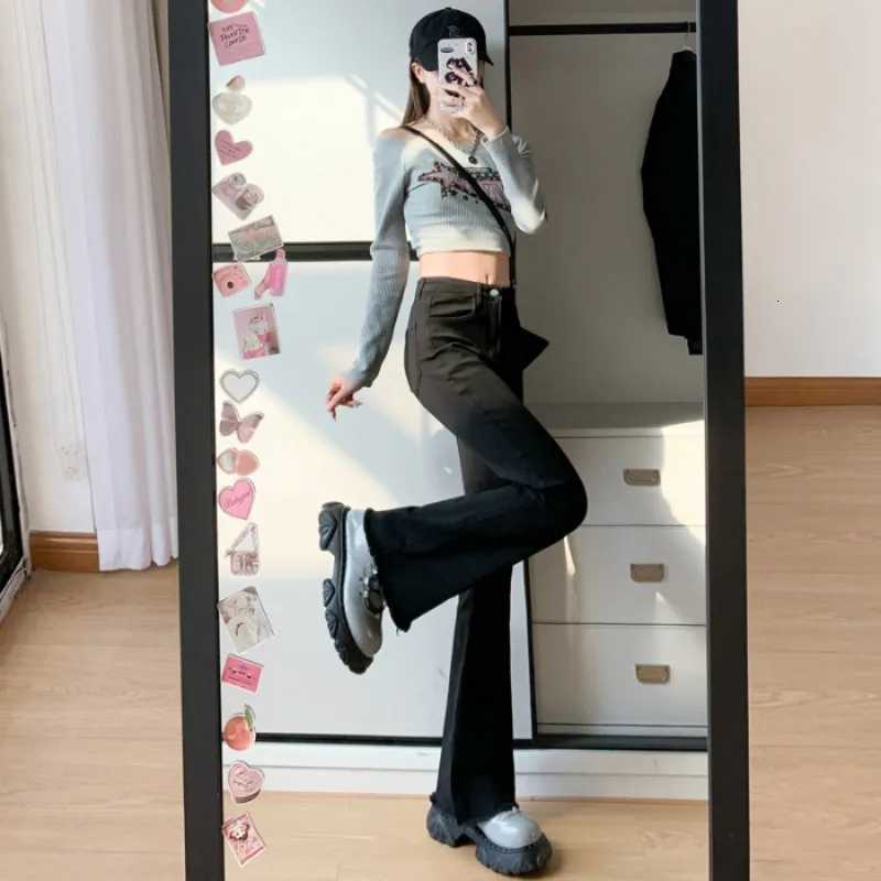 Loose Straight Tube Womens Highwaisted Jeans Leisure Vintage Washed Denim Trousers Comfort Stretch Casual Everyday VersatileT251013