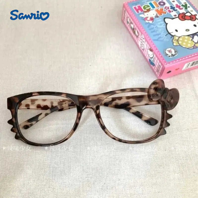 Sanrio New Cute Hello Kitty Retro Y2K Leopard Print Glasses Frame Without Lenses Personalized Round Glasses Clothing Accessories L251013