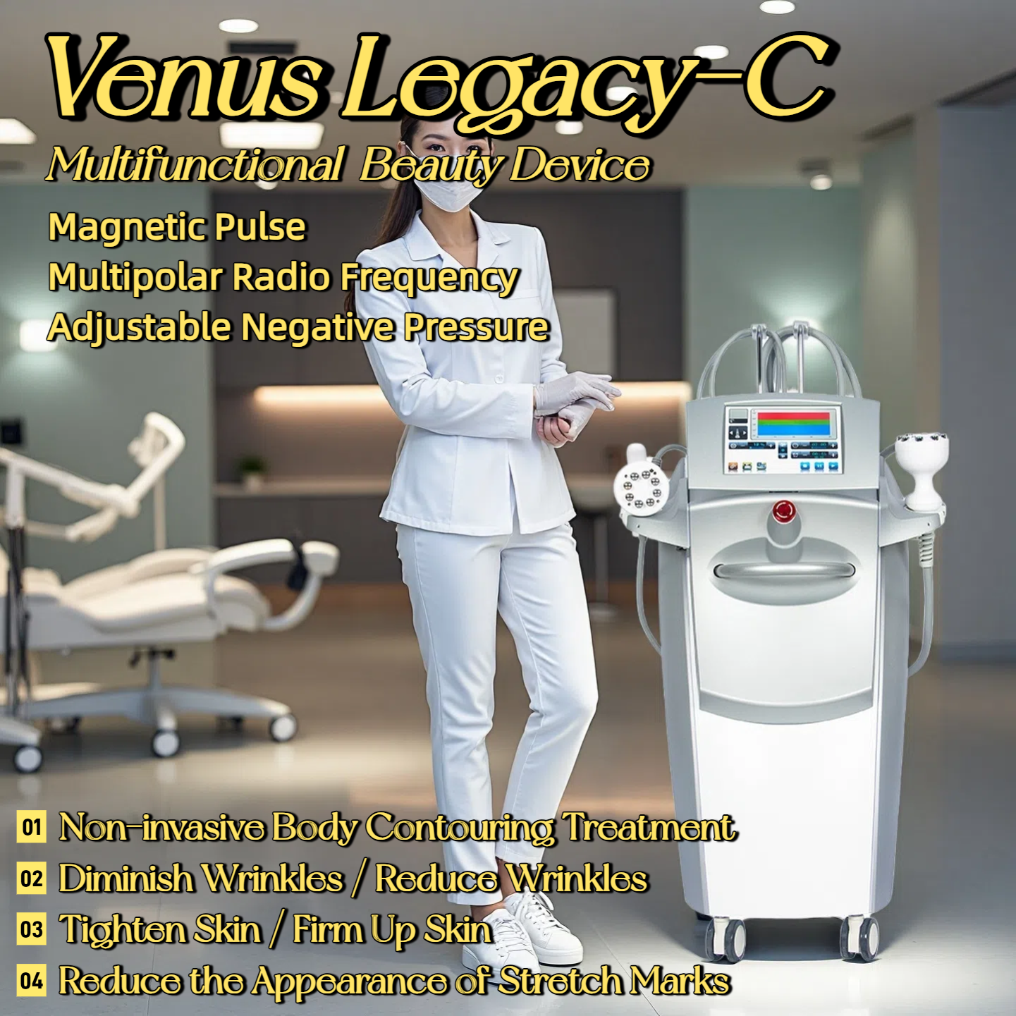 VENUS LEGA-C 4D Magnetic Sculpting Multi-stage Radio Frequency Reduce Wrinkles Tighten Skin Reduce Fat Restore Postpartum Body And Fade Stretch Marks 