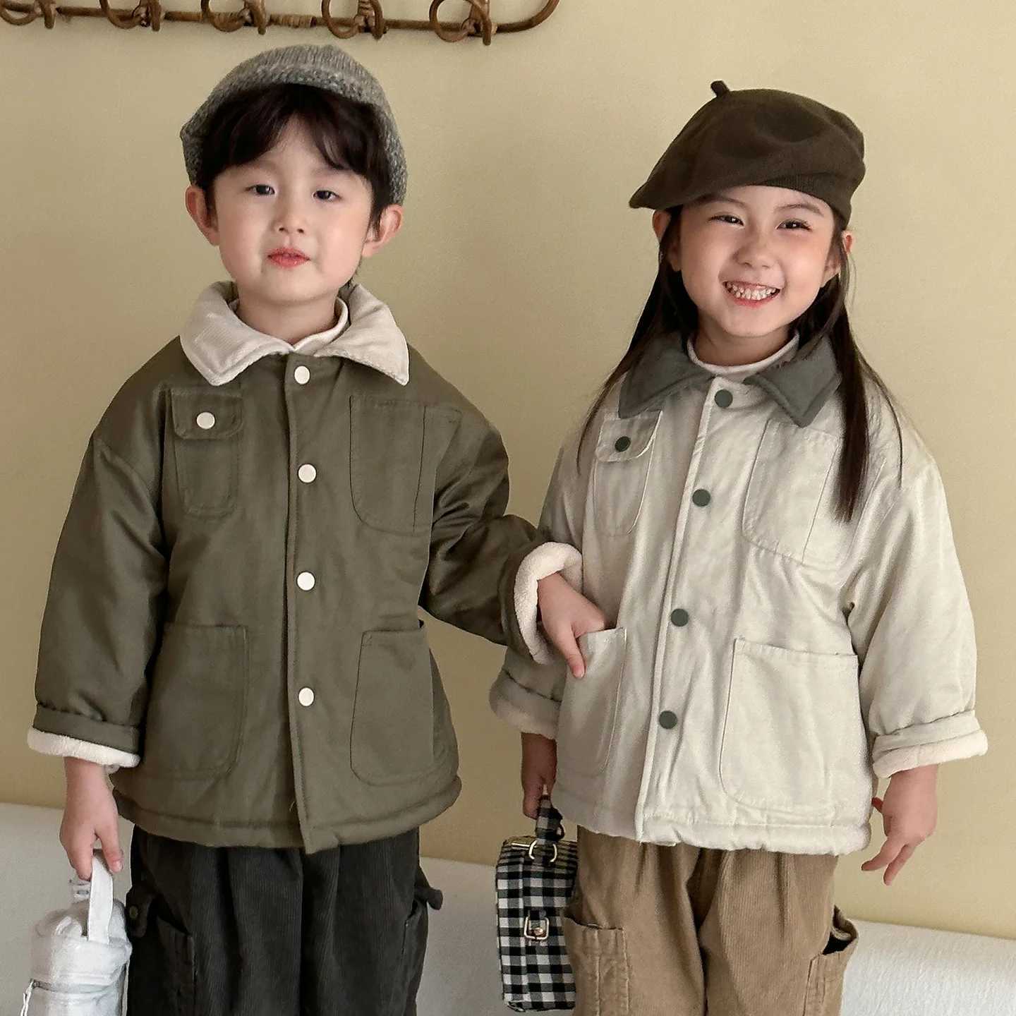 Toddler Kids Boys Parkas Winter Turn Down Collar Thick Versatile Children Boys Outerwear Korean Pocket Teenager Boys Overcoat C251013