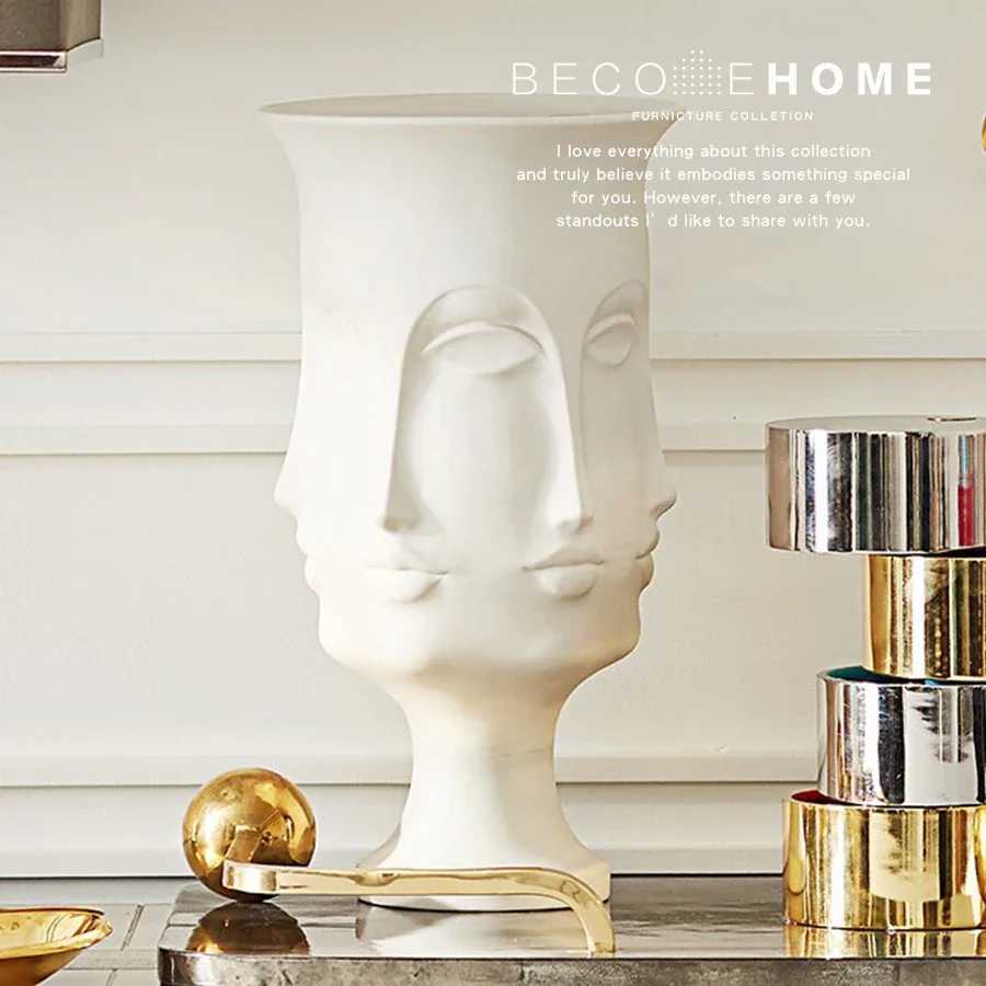 Nordic Modern White Face Design Ceramic Vase Decoration Home Aesthetic Creative Figurines Funny Gifts Flower Pot Interior S251013