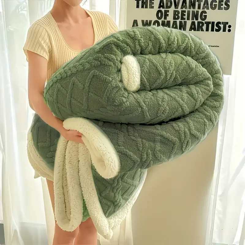 1pc Jacquard Sherpa Weighted Blanket 10lbs for Adts Soft Warm and Thicke Calm Blanket for timate Cfort H251013