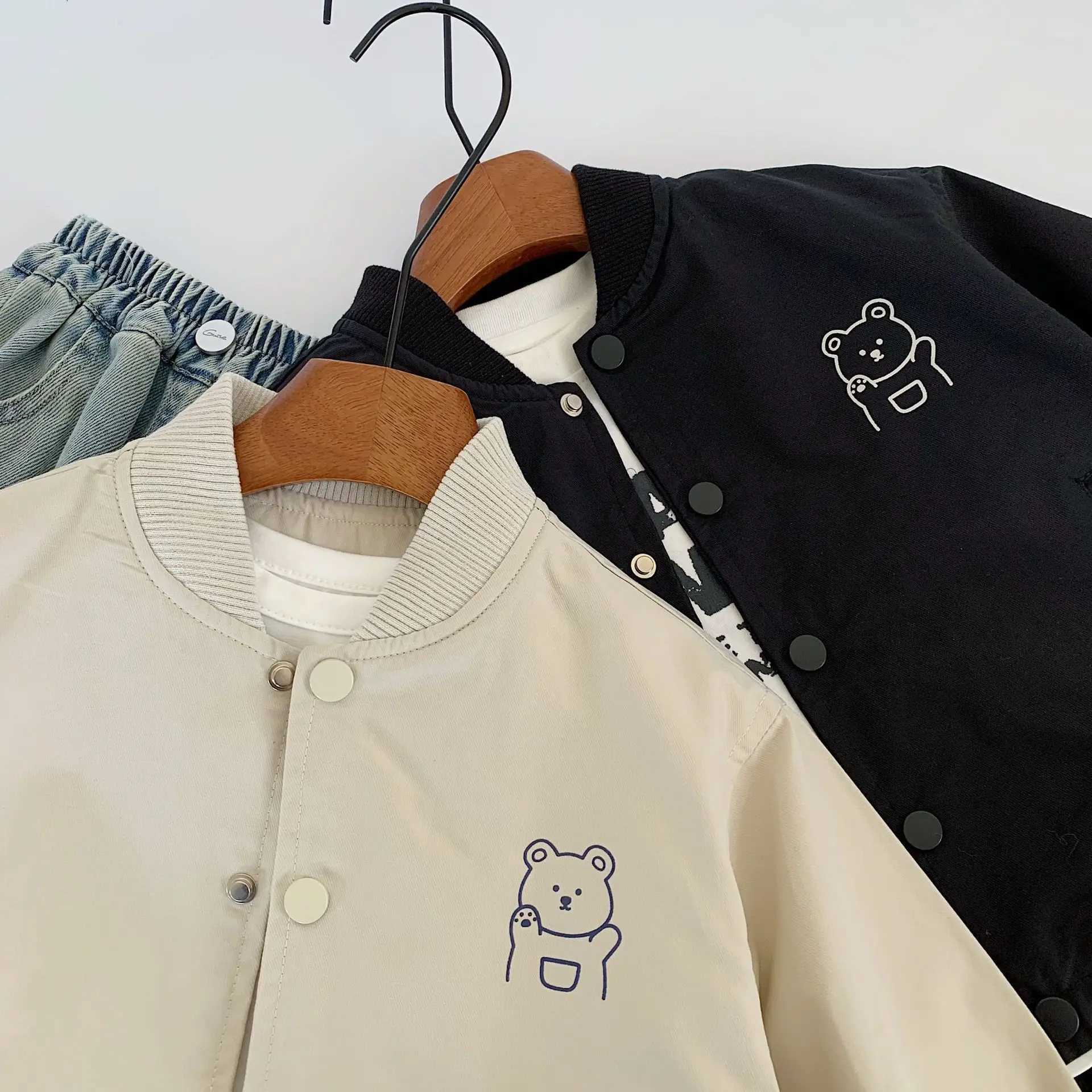 Unitim Autumn Toddler Baby Boys Coat Round Neck Long Sleeve Toddler Boy Outerwear Letter Casual Single Button Little Boy Jacket C251013