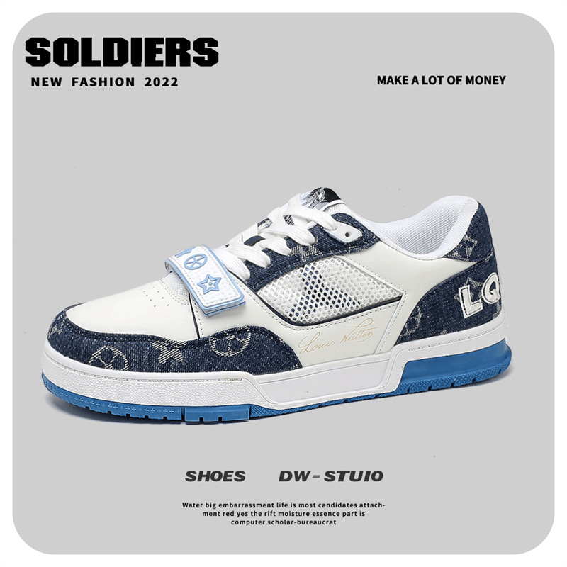 free shipping designer shoes trendy and fashionable casual Velcro board shoes breathable and comfortable versatile sports shoes for woman black blue