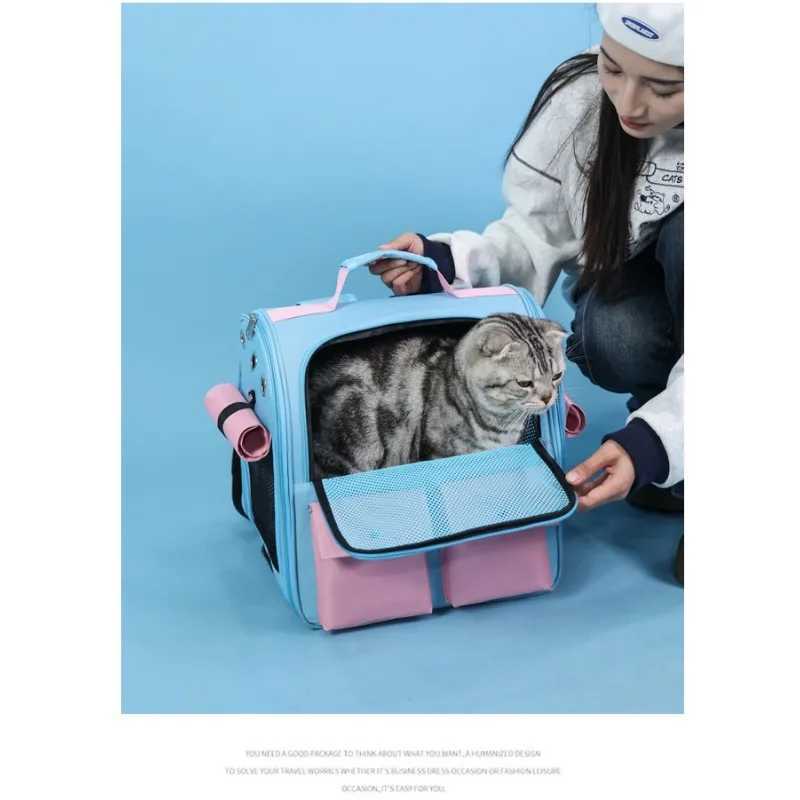 Pet Carrier Expandable Backpack Cat Dog Shoulder Bags with Breathable Mesh Pet Backpack Bag for Hiking Travel Camping Outdoor C251013
