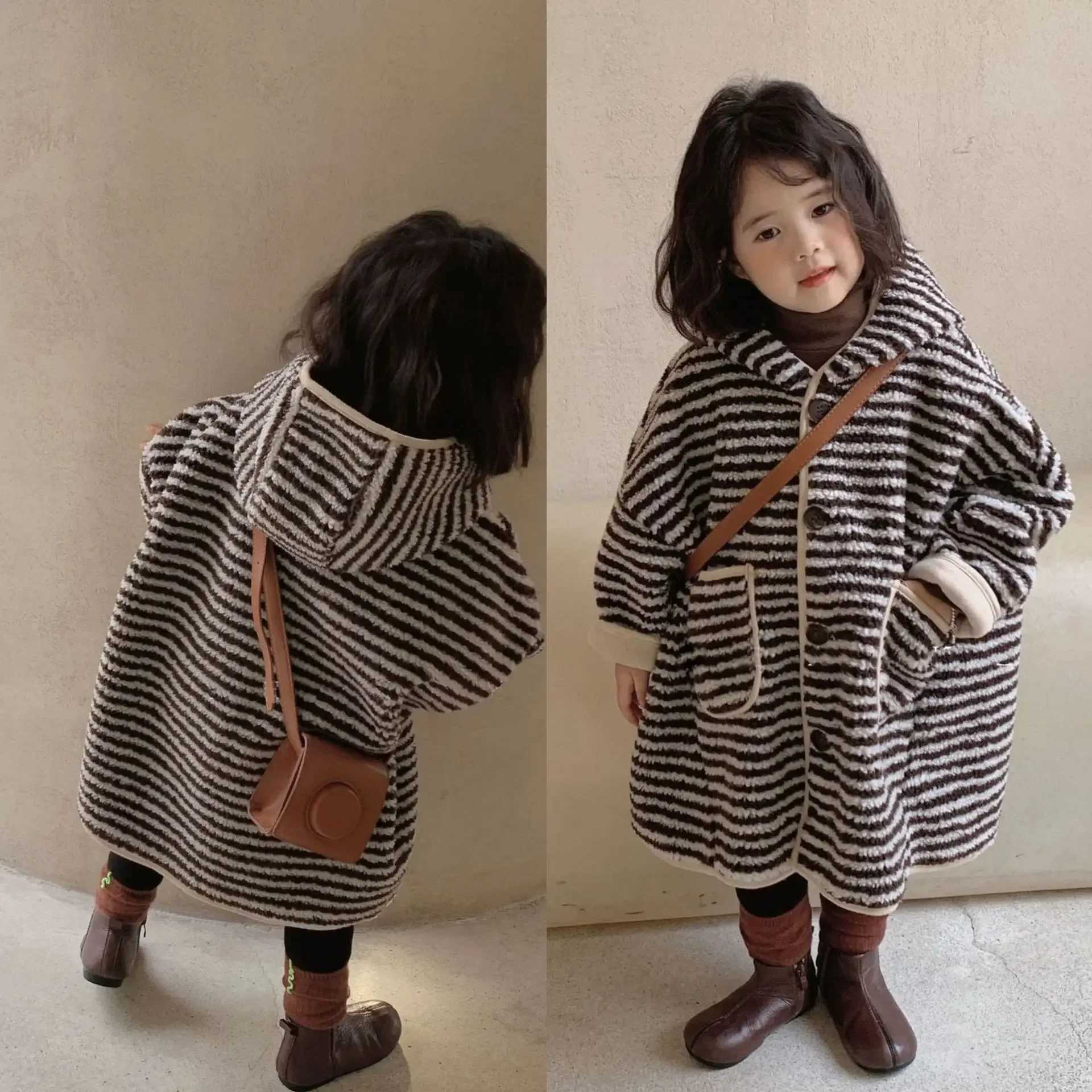 Childrens Coats Striped Hoodie Kids Jackets for Girls Baby Girl Winter Clothes Girls Coat Winter Jacket Kids Girl C251013