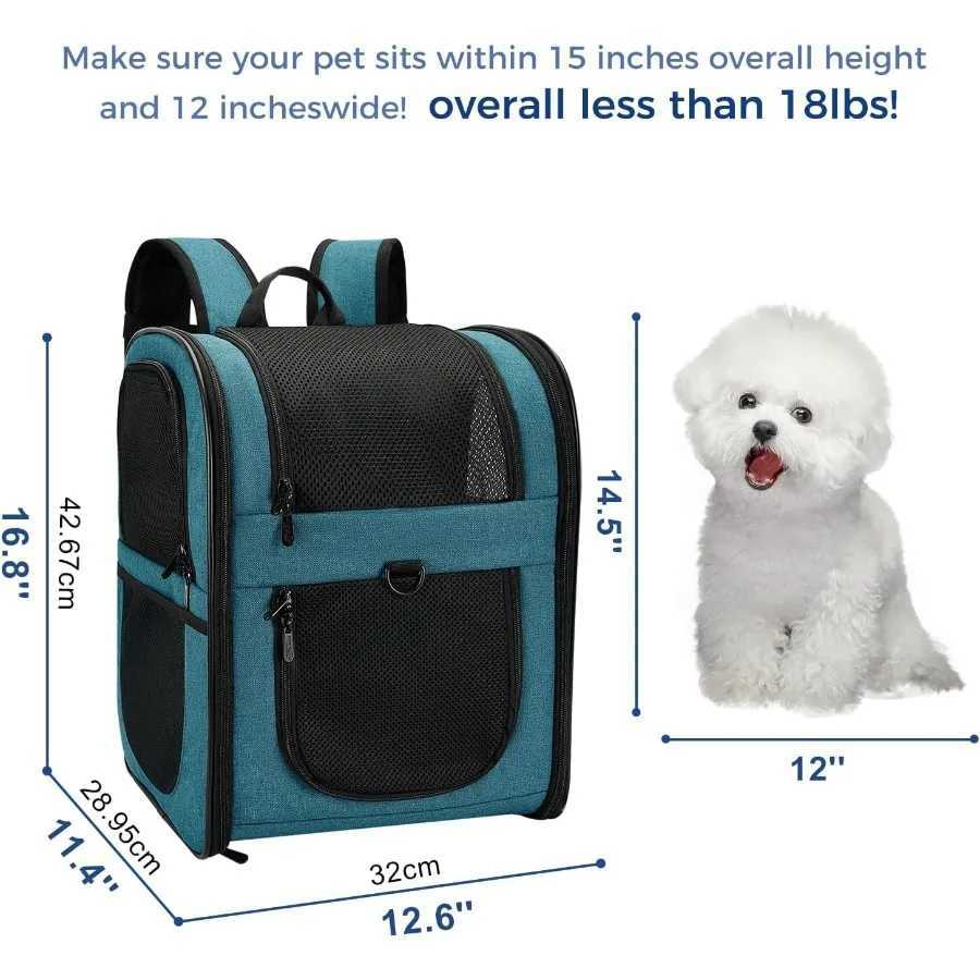 Ventilated Dog Cat Carrier Backpack for Pets Weighing 418lb with Padded Back Support and Breathable Mesh Design Ideal for Hikin C251013